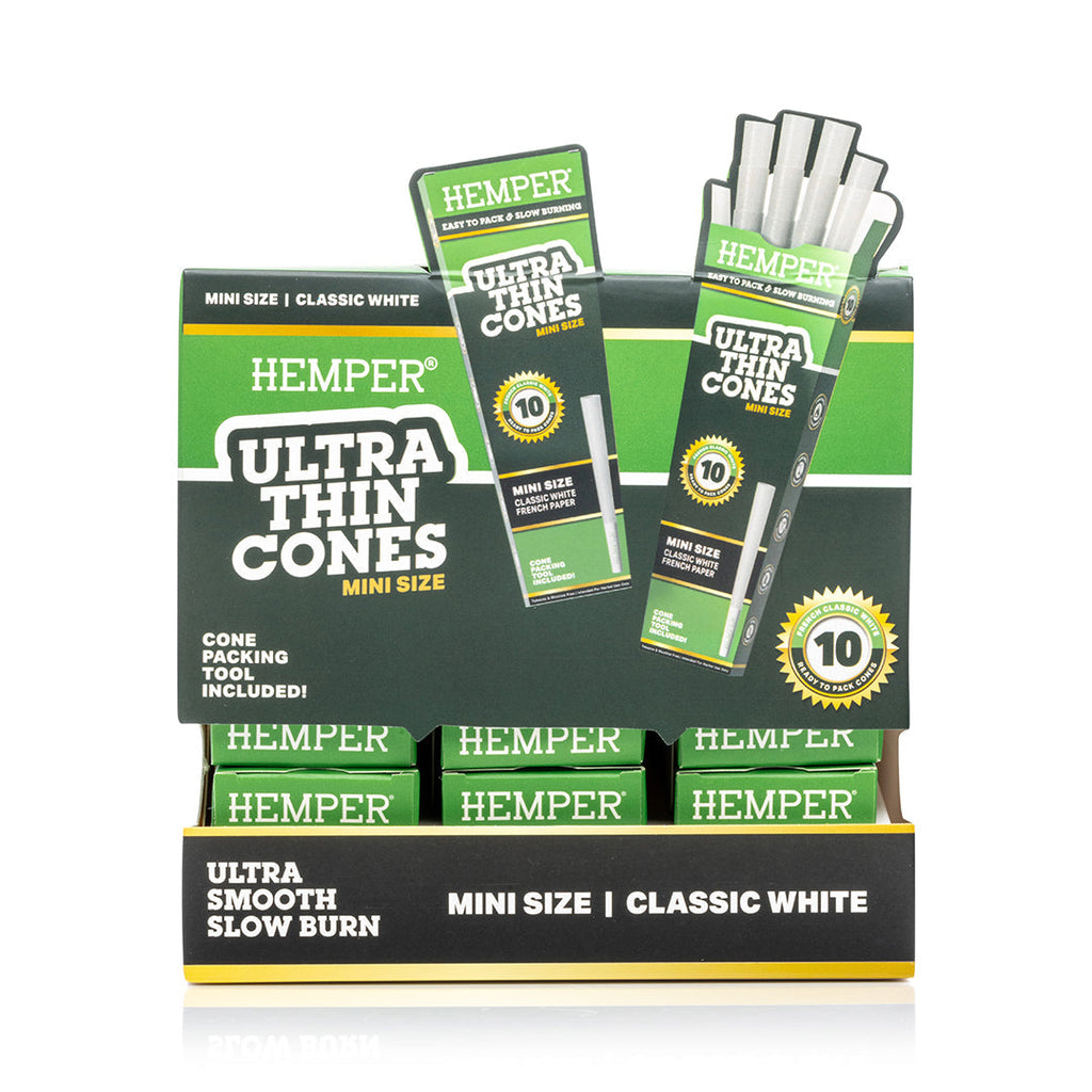 Ultra Thin Pre-Rolled Cones French White Paper - 10 Pack - Mini Size